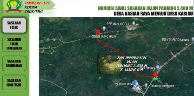 Lokasi jalan baru yang akan dibuka TNI di Tabalong melalui program TMMD. (MC Tabalong)
