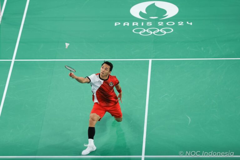 Jonatan Christie gagal melaju ke babak berikutnya Olimpiade Paris 2024 setelah dikalahkan tunggal India. (NOC Indonesia)